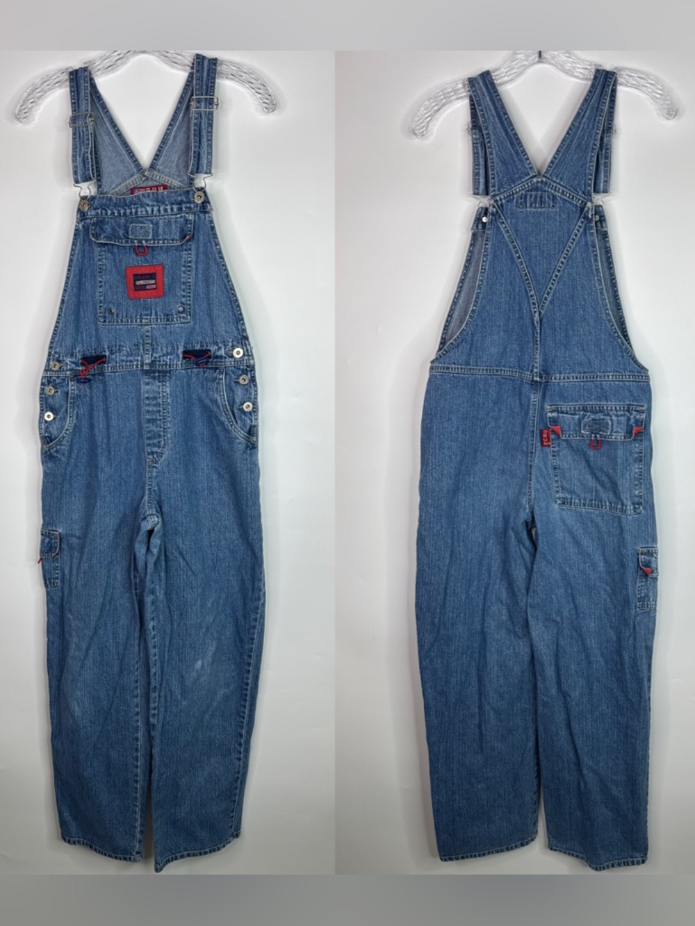 Vintage B.U.M Equipment Cinch Waist Denim Overalls 90s Size Medium